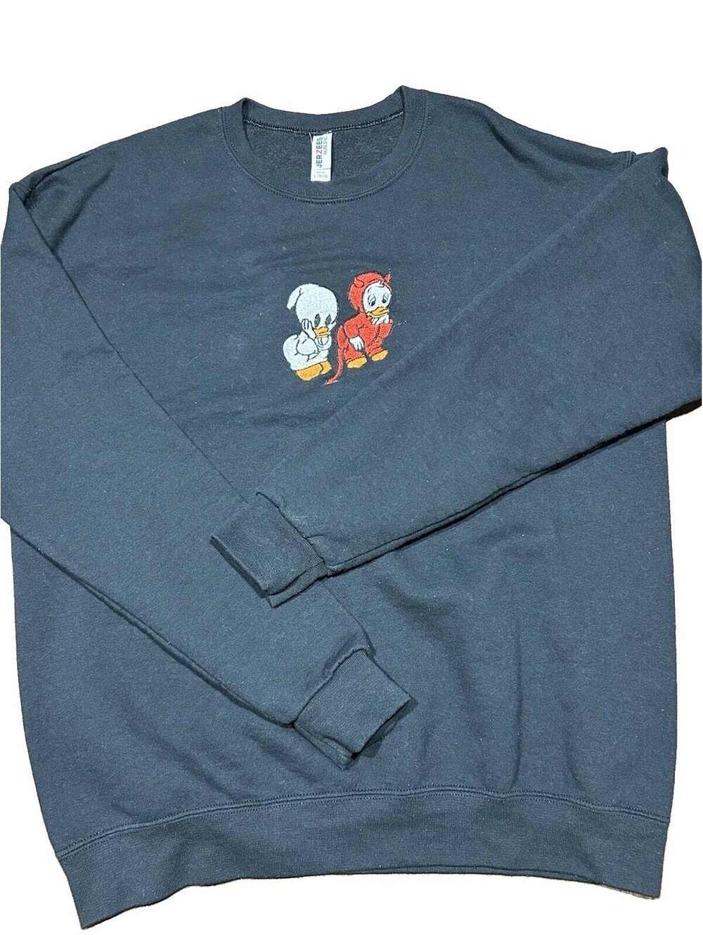 Vintage Disney Huey Louie Trick or Treat Sweatshirt Embroidered Jerzees L